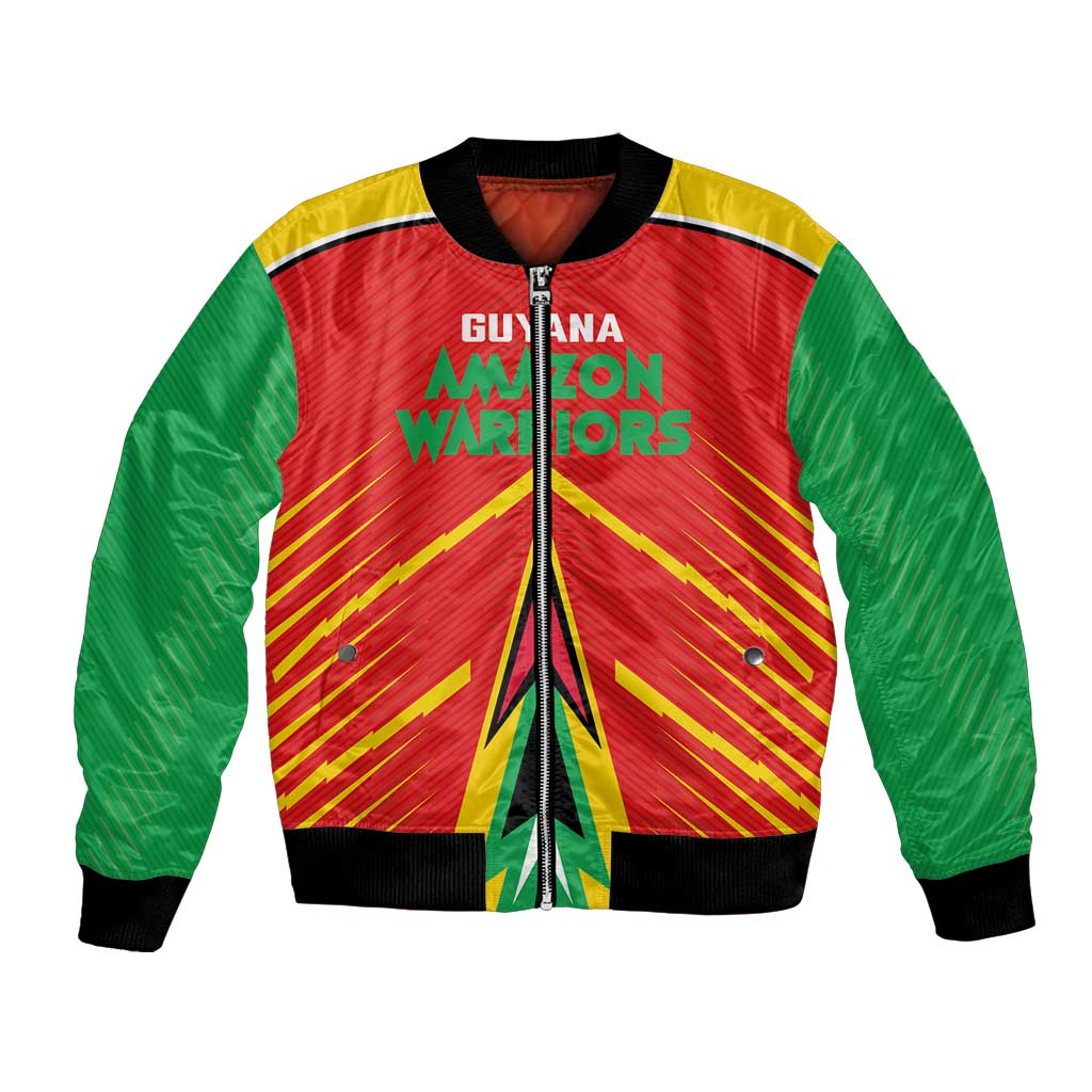 Custom Guyana Cricket Amazon Warriors Bomber Jacket Green Red Gold Glory - Wonder Print Shop