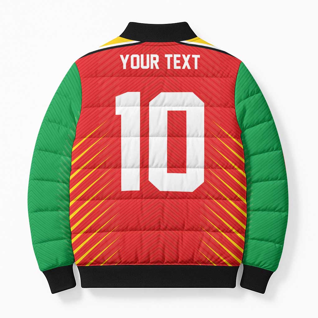 Custom Guyana Cricket Amazon Warriors Bomber Puffer Jacket Green Red Gold Glory - Wonder Print Shop