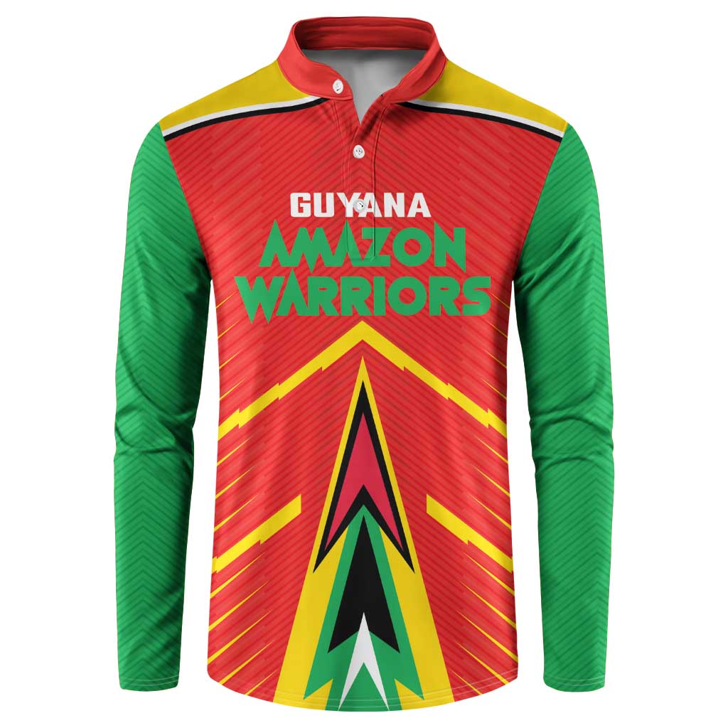 Custom Guyana Cricket Amazon Warriors Button Sweatshirt Green Red Gold Glory - Wonder Print Shop