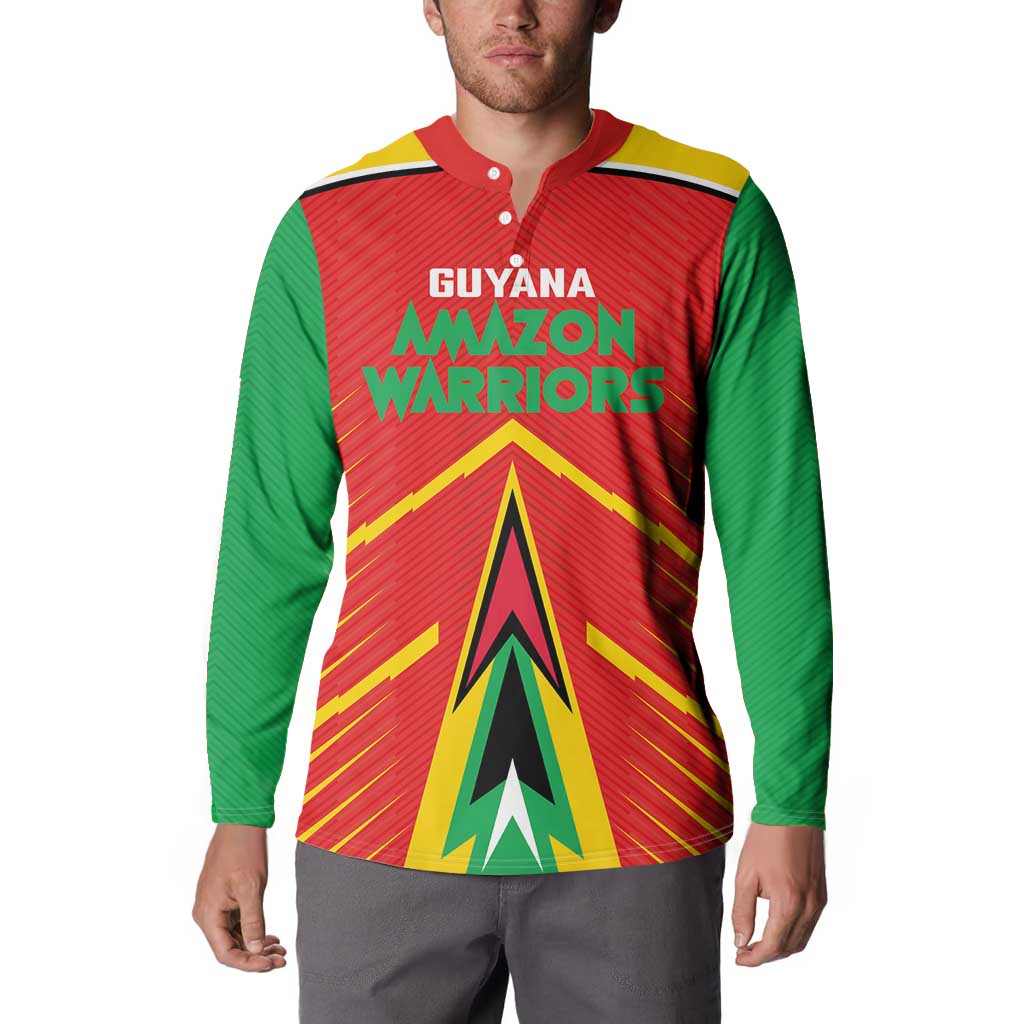 Custom Guyana Cricket Amazon Warriors Button Sweatshirt Green Red Gold Glory - Wonder Print Shop