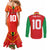 Custom Guyana Cricket Amazon Warriors Couples Matching Mermaid Dress and Long Sleeve Button Shirt Green Red Gold Glory - Wonder Print Shop
