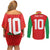 Custom Guyana Cricket Amazon Warriors Couples Matching Off Shoulder Short Dress and Long Sleeve Button Shirt Green Red Gold Glory - Wonder Print Shop