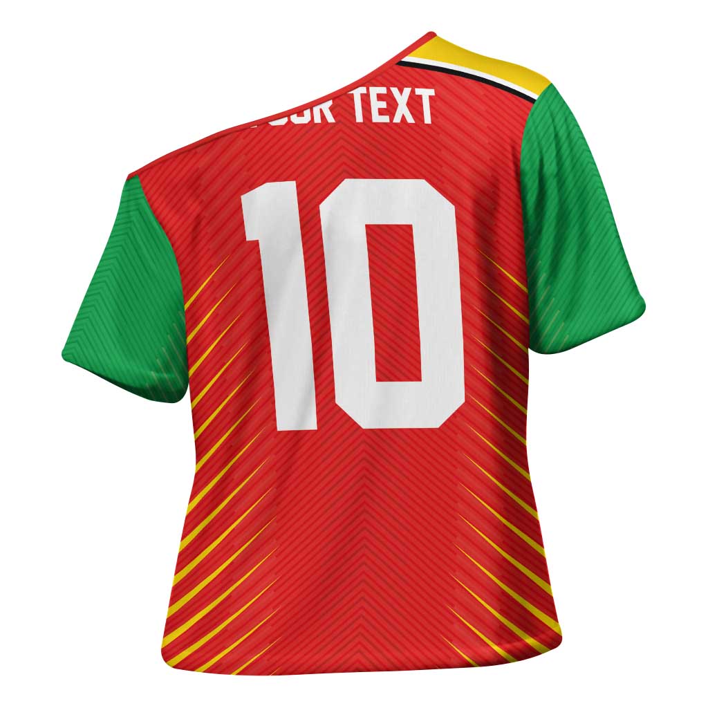 Custom Guyana Cricket Amazon Warriors Cross Shoulder Shirt Green Red Gold Glory - Wonder Print Shop