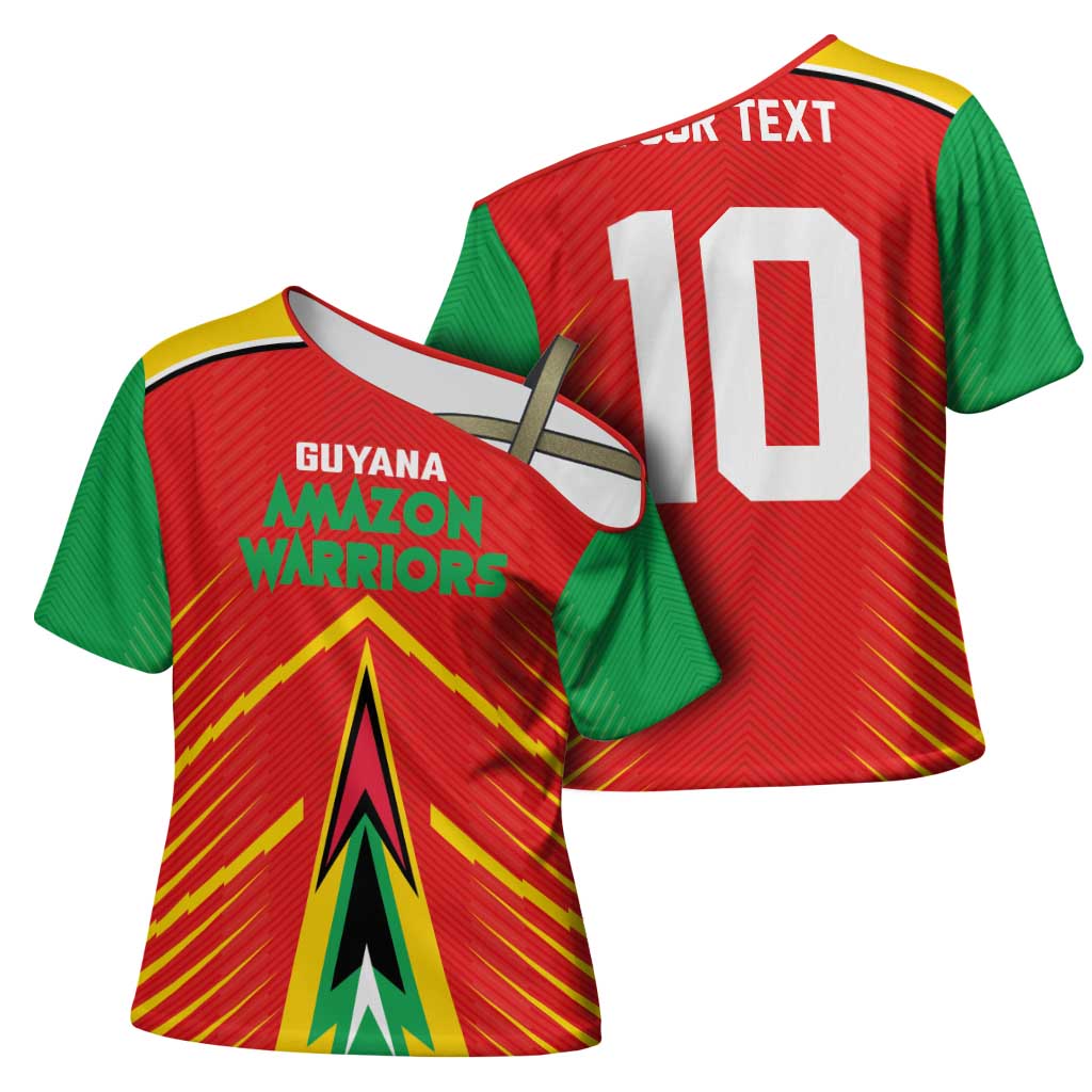 Custom Guyana Cricket Amazon Warriors Cross Shoulder Shirt Green Red Gold Glory - Wonder Print Shop