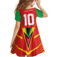 Custom Guyana Cricket Amazon Warriors Family Matching Long Sleeve Bodycon Dress and Hawaiian Shirt Green Red Gold Glory - Wonder Print Shop