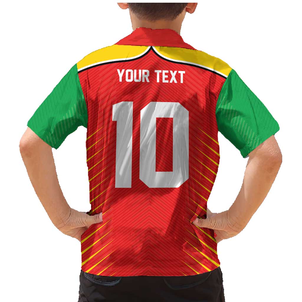 Custom Guyana Cricket Amazon Warriors Family Matching Mermaid Dress and Hawaiian Shirt Green Red Gold Glory - Wonder Print Shop