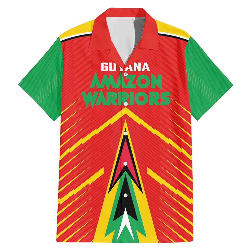Custom Guyana Cricket Amazon Warriors Family Matching Mermaid Dress and Hawaiian Shirt Green Red Gold Glory - Wonder Print Shop