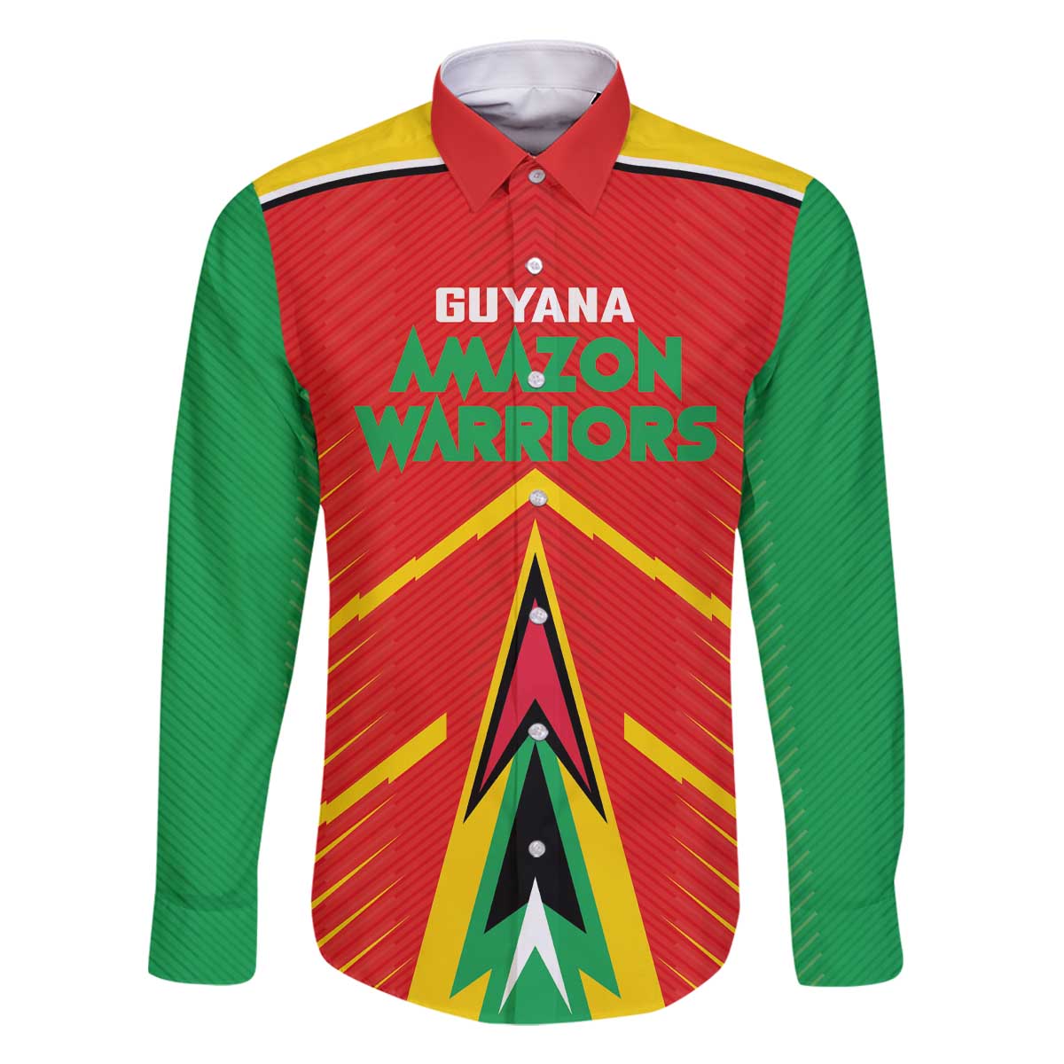 Custom Guyana Cricket Amazon Warriors Family Matching Off The Shoulder Long Sleeve Dress and Hawaiian Shirt Green Red Gold Glory - Wonder Print Shop