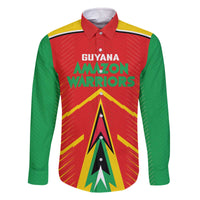 Custom Guyana Cricket Amazon Warriors Family Matching Off The Shoulder Long Sleeve Dress and Hawaiian Shirt Green Red Gold Glory - Wonder Print Shop
