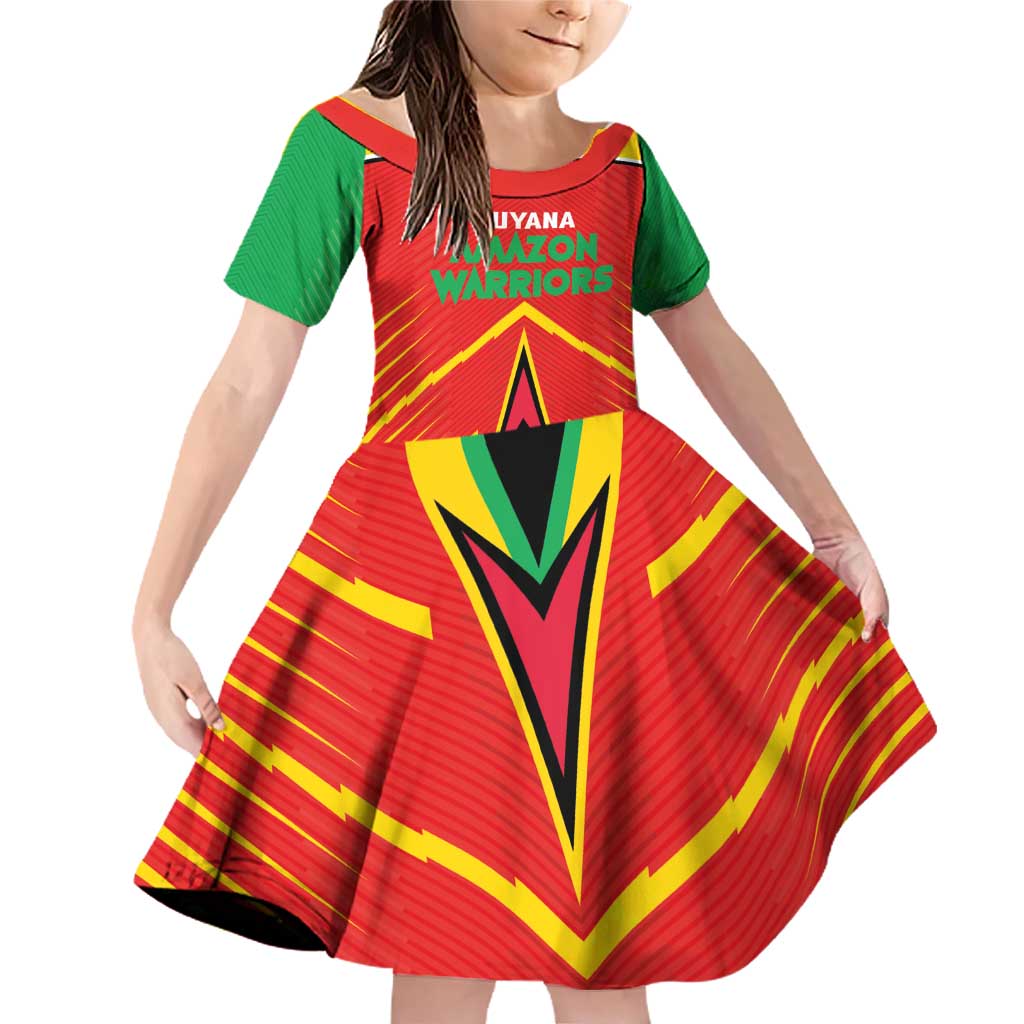 Custom Guyana Cricket Amazon Warriors Family Matching Off Shoulder Short Dress and Hawaiian Shirt Green Red Gold Glory - Wonder Print Shop