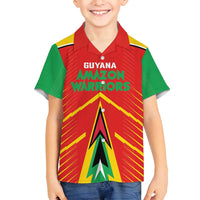 Custom Guyana Cricket Amazon Warriors Family Matching Puletasi and Hawaiian Shirt Green Red Gold Glory - Wonder Print Shop
