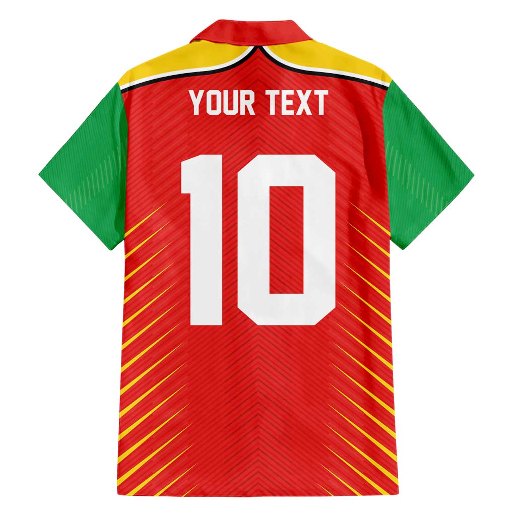 Custom Guyana Cricket Amazon Warriors Family Matching Short Sleeve Bodycon Dress and Hawaiian Shirt Green Red Gold Glory - Wonder Print Shop