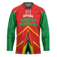 Custom Guyana Cricket Amazon Warriors Hockey Jersey Green Red Gold Glory - Wonder Print Shop