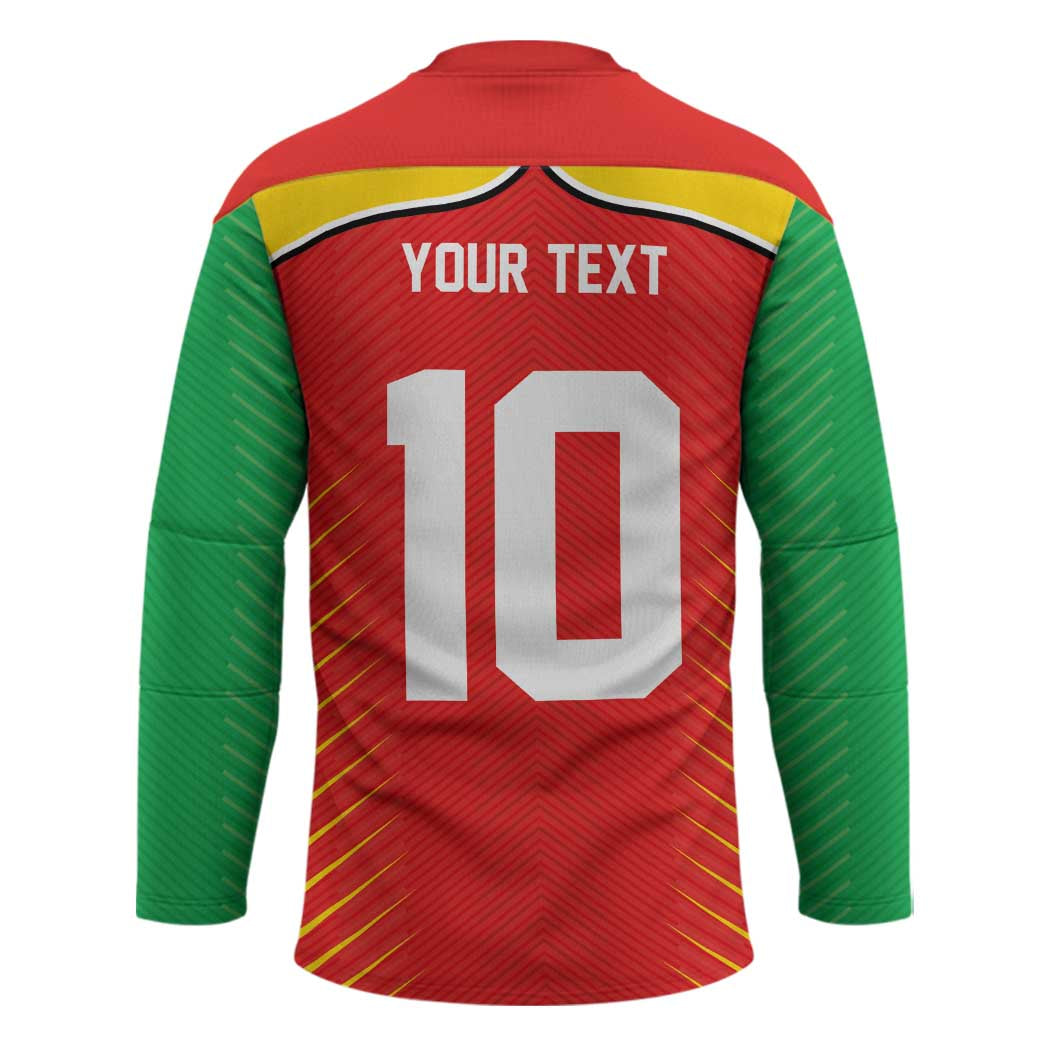 Custom Guyana Cricket Amazon Warriors Hockey Jersey Green Red Gold Glory - Wonder Print Shop