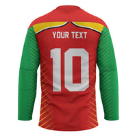 Custom Guyana Cricket Amazon Warriors Hockey Jersey Green Red Gold Glory - Wonder Print Shop