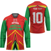 Custom Guyana Cricket Amazon Warriors Hockey Jersey Green Red Gold Glory - Wonder Print Shop