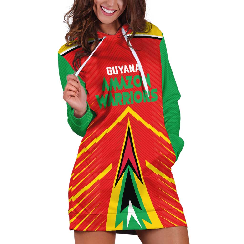 Custom Guyana Cricket Amazon Warriors Hoodie Dress Green Red Gold Glory - Wonder Print Shop