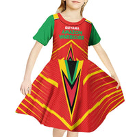 Custom Guyana Cricket Amazon Warriors Kid Short Sleeve Dress Green Red Gold Glory - Wonder Print Shop