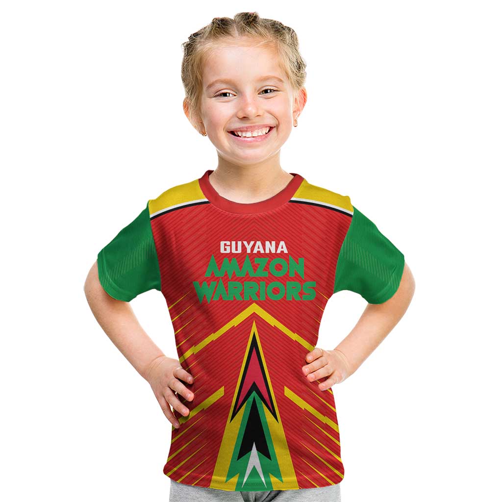 Custom Guyana Cricket Amazon Warriors Kid T Shirt Green Red Gold Glory - Wonder Print Shop