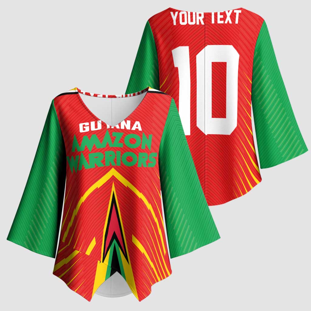 Custom Guyana Cricket Amazon Warriors Kimono Sleeve Blouse Green Red Gold Glory - Wonder Print Shop