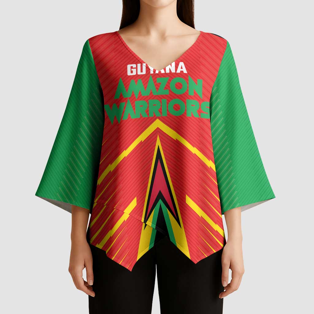 Custom Guyana Cricket Amazon Warriors Kimono Sleeve Blouse Green Red Gold Glory - Wonder Print Shop