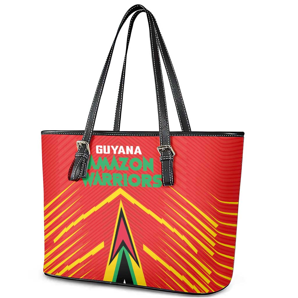 Guyana Cricket Amazon Warriors Leather Tote Bag Green Red Gold Glory - Wonder Print Shop