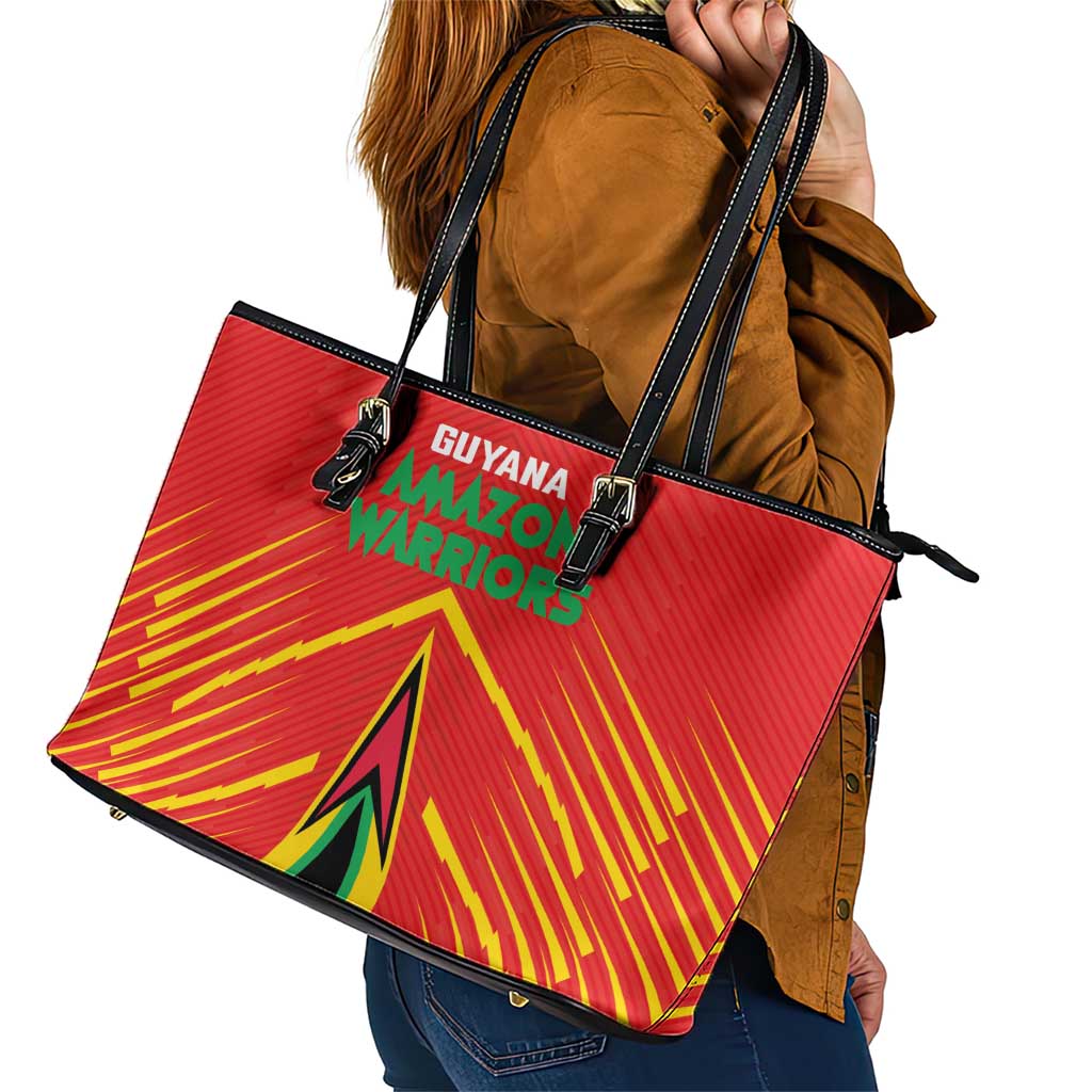 Guyana Cricket Amazon Warriors Leather Tote Bag Green Red Gold Glory - Wonder Print Shop