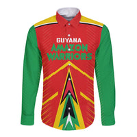 Custom Guyana Cricket Amazon Warriors Long Sleeve Button Shirt Green Red Gold Glory - Wonder Print Shop