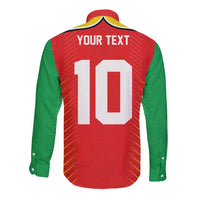 Custom Guyana Cricket Amazon Warriors Long Sleeve Button Shirt Green Red Gold Glory - Wonder Print Shop