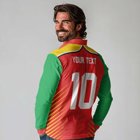 Custom Guyana Cricket Amazon Warriors Long Sleeve Polo Shirt Green Red Gold Glory - Wonder Print Shop