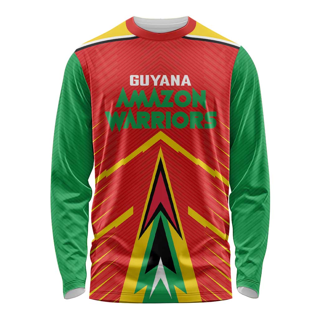 Custom Guyana Cricket Amazon Warriors Long Sleeve Shirt Green Red Gold Glory - Wonder Print Shop