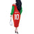 Custom Guyana Cricket Amazon Warriors Off The Shoulder Long Sleeve Dress Green Red Gold Glory - Wonder Print Shop