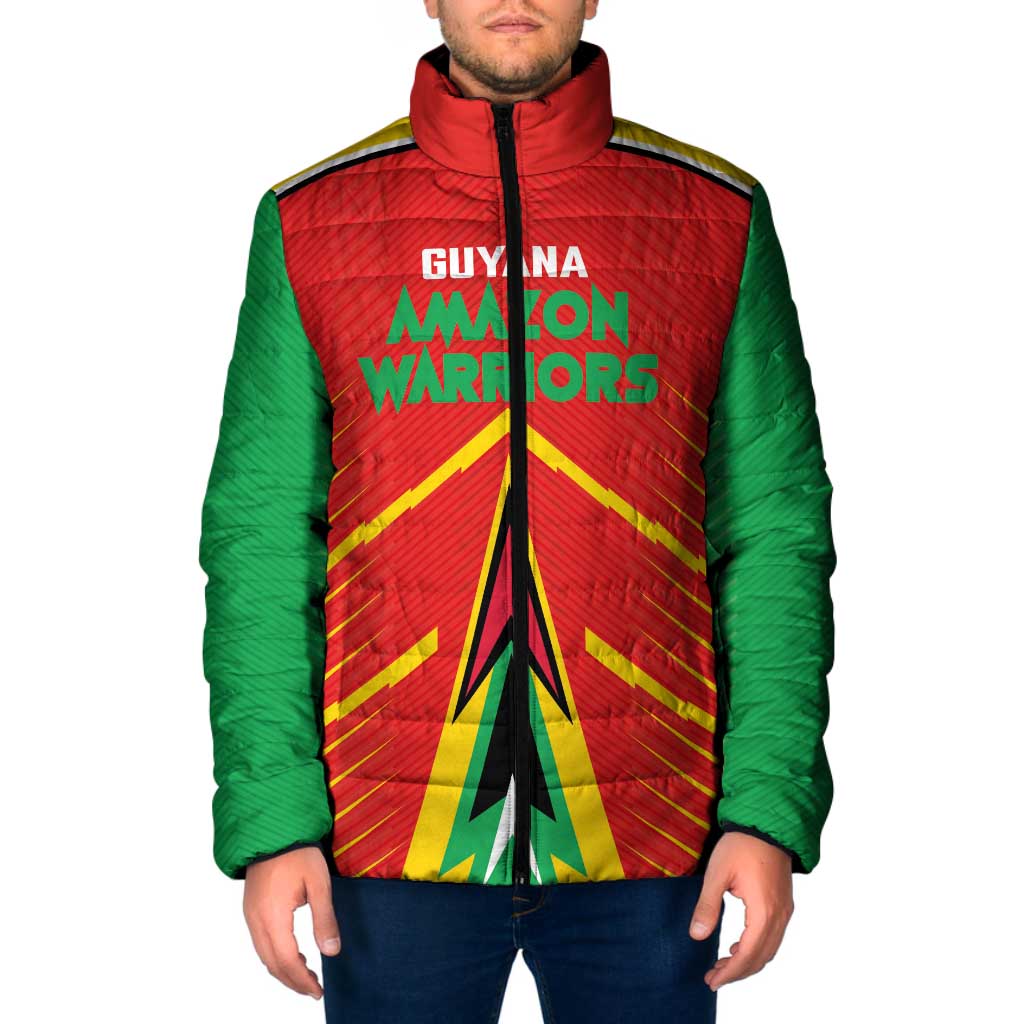 Custom Guyana Cricket Amazon Warriors Padded Jacket Green Red Gold Glory - Wonder Print Shop