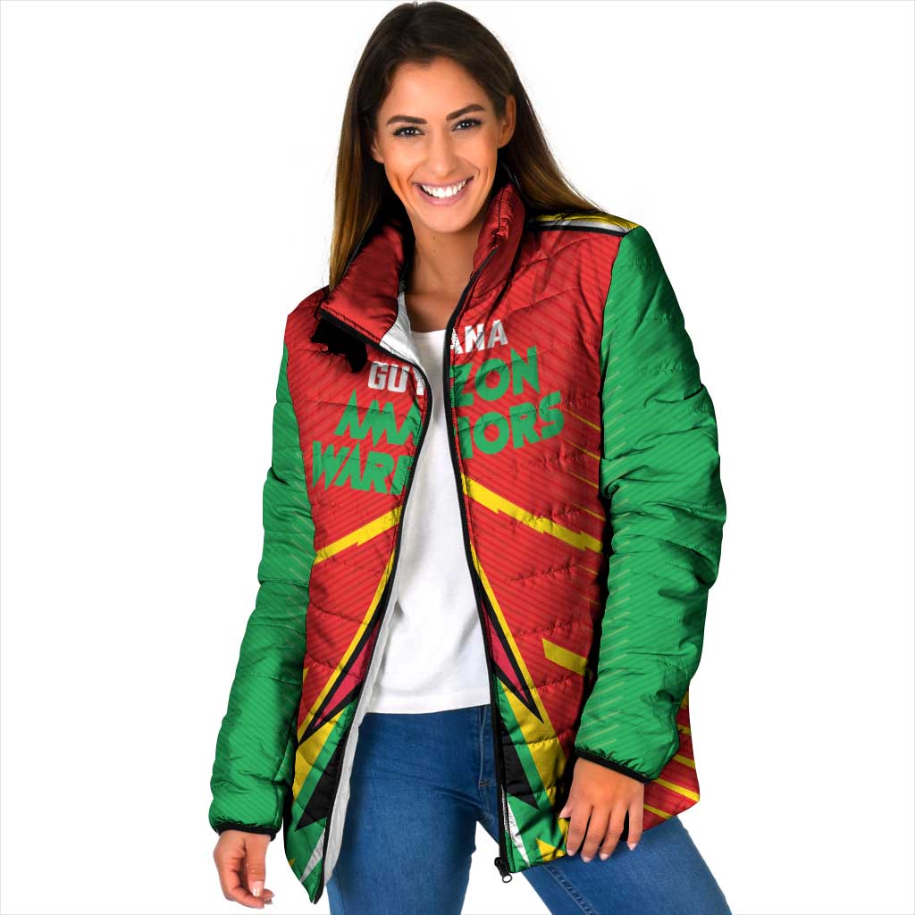 Custom Guyana Cricket Amazon Warriors Padded Jacket Green Red Gold Glory - Wonder Print Shop
