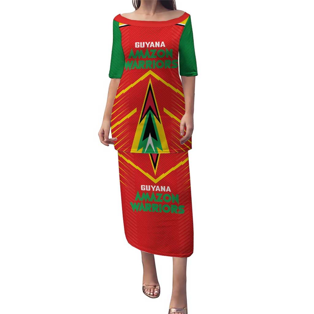 Custom Guyana Cricket Amazon Warriors Puletasi Green Red Gold Glory - Wonder Print Shop
