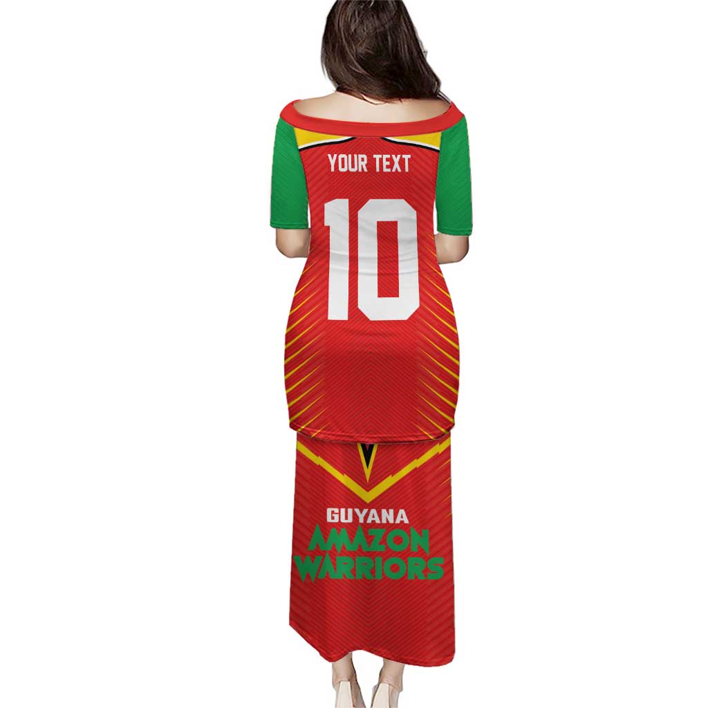 Custom Guyana Cricket Amazon Warriors Puletasi Green Red Gold Glory - Wonder Print Shop
