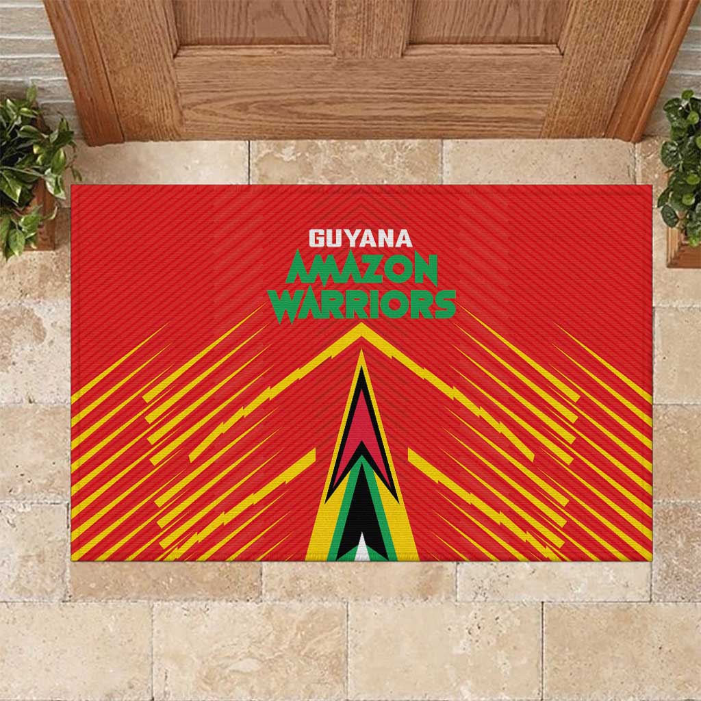 Guyana Cricket Amazon Warriors Rubber Doormat Green Red Gold Glory - Wonder Print Shop