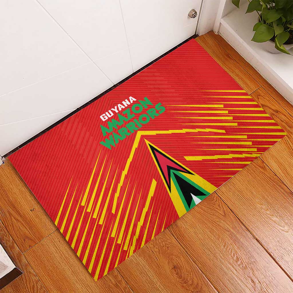 Guyana Cricket Amazon Warriors Rubber Doormat Green Red Gold Glory - Wonder Print Shop
