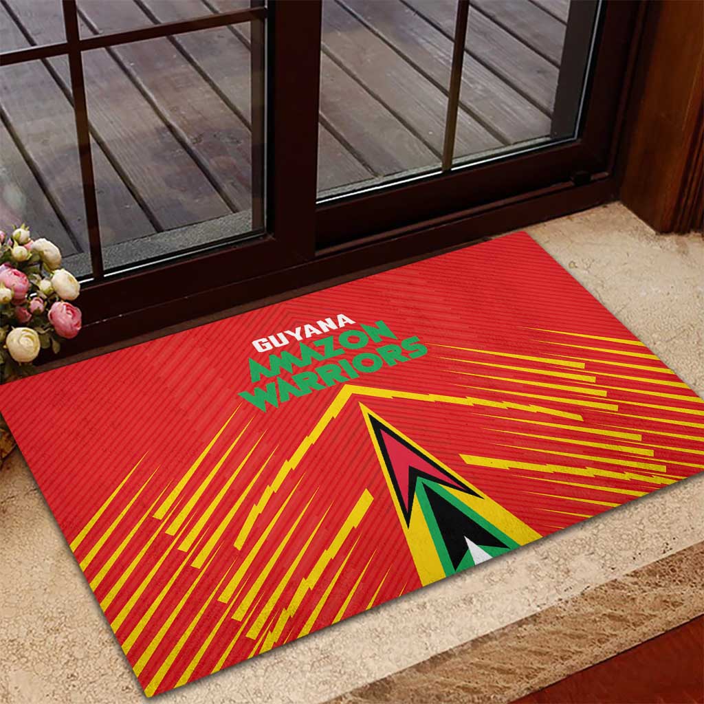 Guyana Cricket Amazon Warriors Rubber Doormat Green Red Gold Glory - Wonder Print Shop