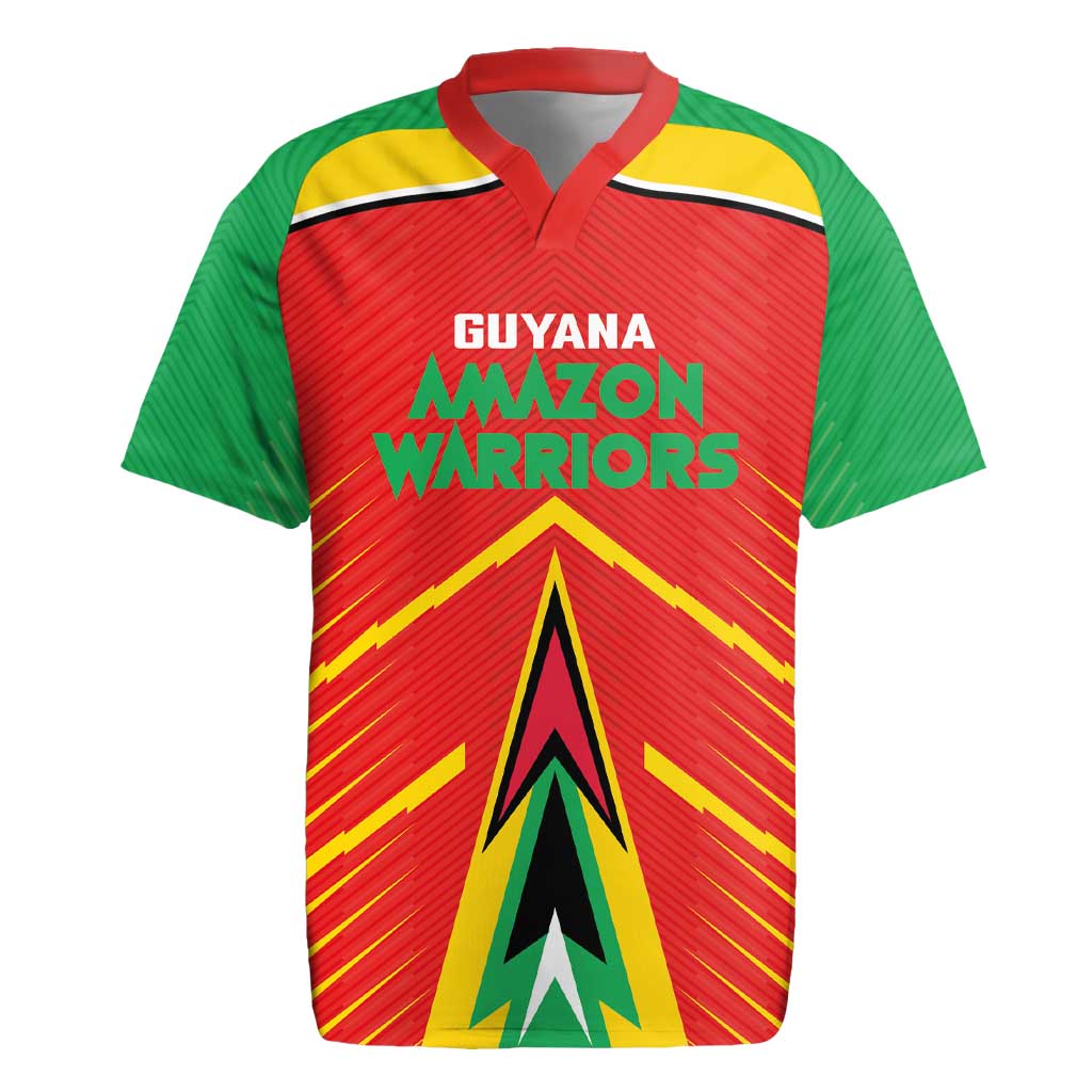 Custom Guyana Cricket Amazon Warriors Rugby Jersey Green Red Gold Glory - Wonder Print Shop