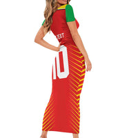Custom Guyana Cricket Amazon Warriors Short Sleeve Bodycon Dress Green Red Gold Glory - Wonder Print Shop