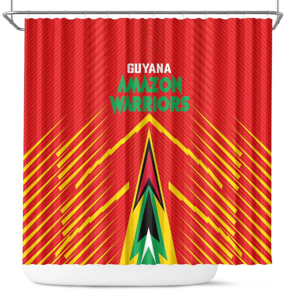 Guyana Cricket Amazon Warriors Shower Curtain Green Red Gold Glory - Wonder Print Shop