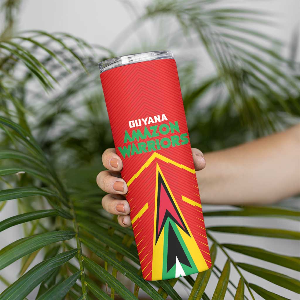 Custom Guyana Cricket Amazon Warriors Skinny Tumbler Green Red Gold Glory - Wonder Print Shop