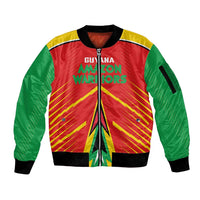 Custom Guyana Cricket Amazon Warriors Sleeve Zip Bomber Jacket Green Red Gold Glory - Wonder Print Shop