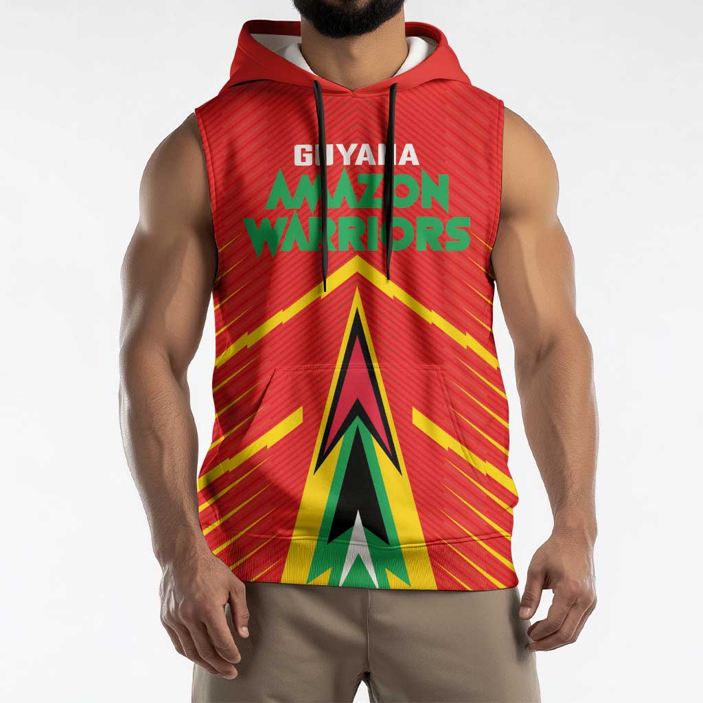 Custom Guyana Cricket Amazon Warriors Sleeveless Hoodie Green Red Gold Glory - Wonder Print Shop