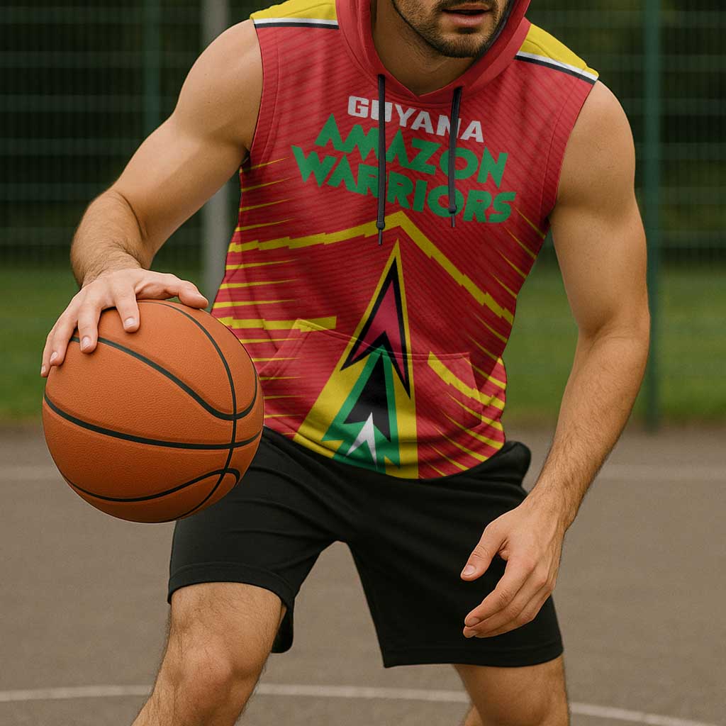 Custom Guyana Cricket Amazon Warriors Sleeveless Hoodie Green Red Gold Glory - Wonder Print Shop