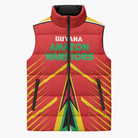 Custom Guyana Cricket Amazon Warriors Sleeveless Puffer Jacket Green Red Gold Glory - Wonder Print Shop