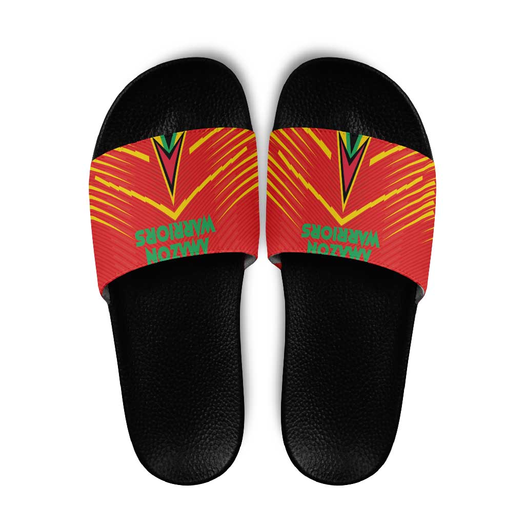 Guyana Cricket Amazon Warriors Slide Sandals Green Red Gold Glory - Wonder Print Shop