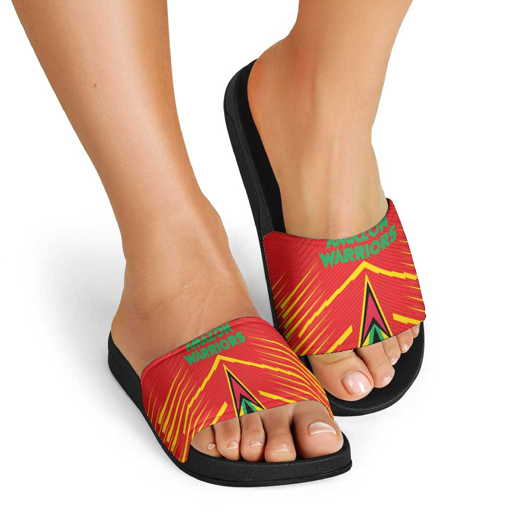 Guyana Cricket Amazon Warriors Slide Sandals Green Red Gold Glory - Wonder Print Shop
