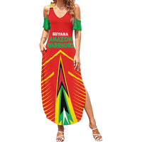 Custom Guyana Cricket Amazon Warriors Summer Maxi Dress Green Red Gold Glory - Wonder Print Shop